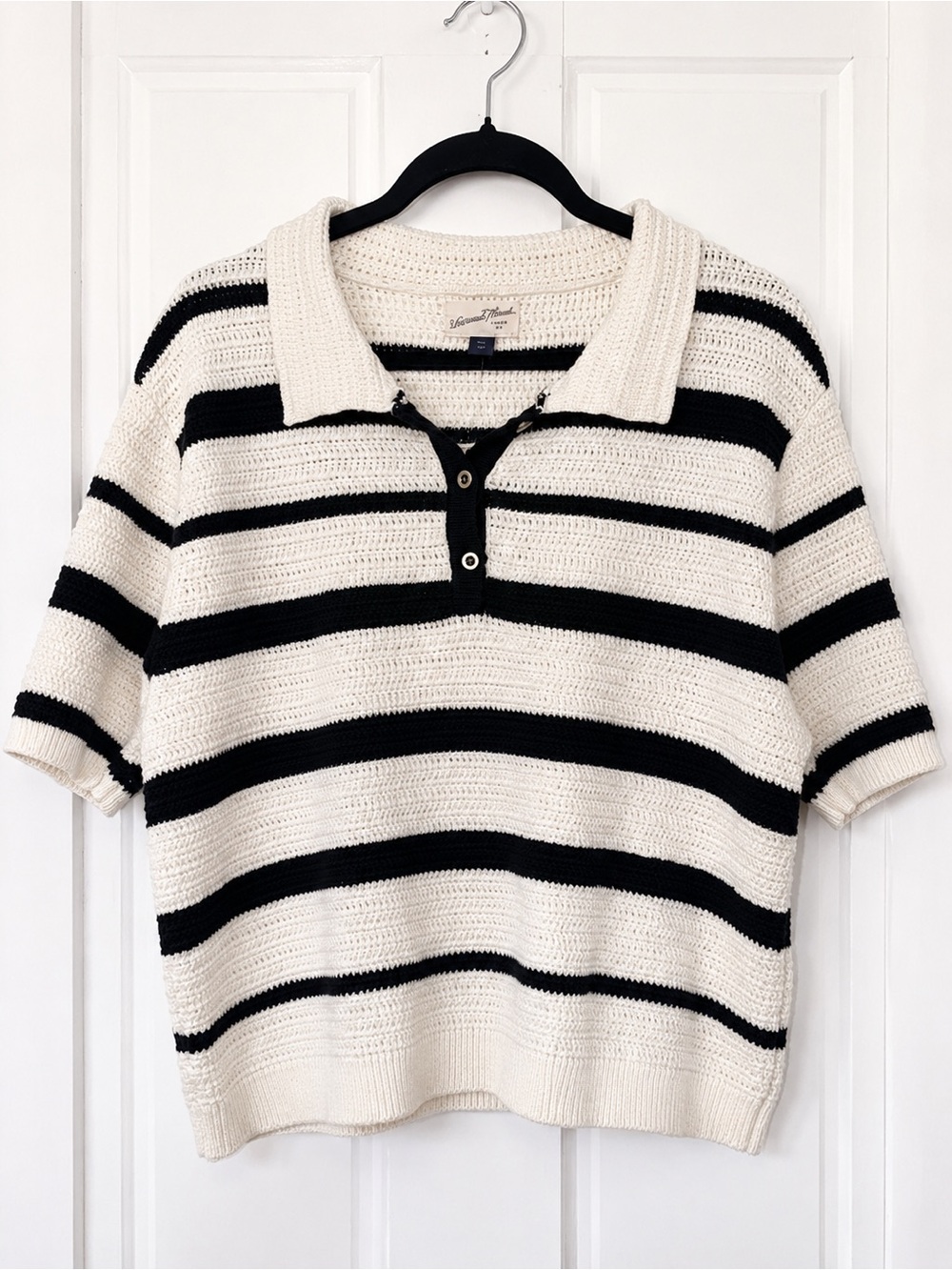 NWT Universal Thread Black & Cream Striped Polo Sweater